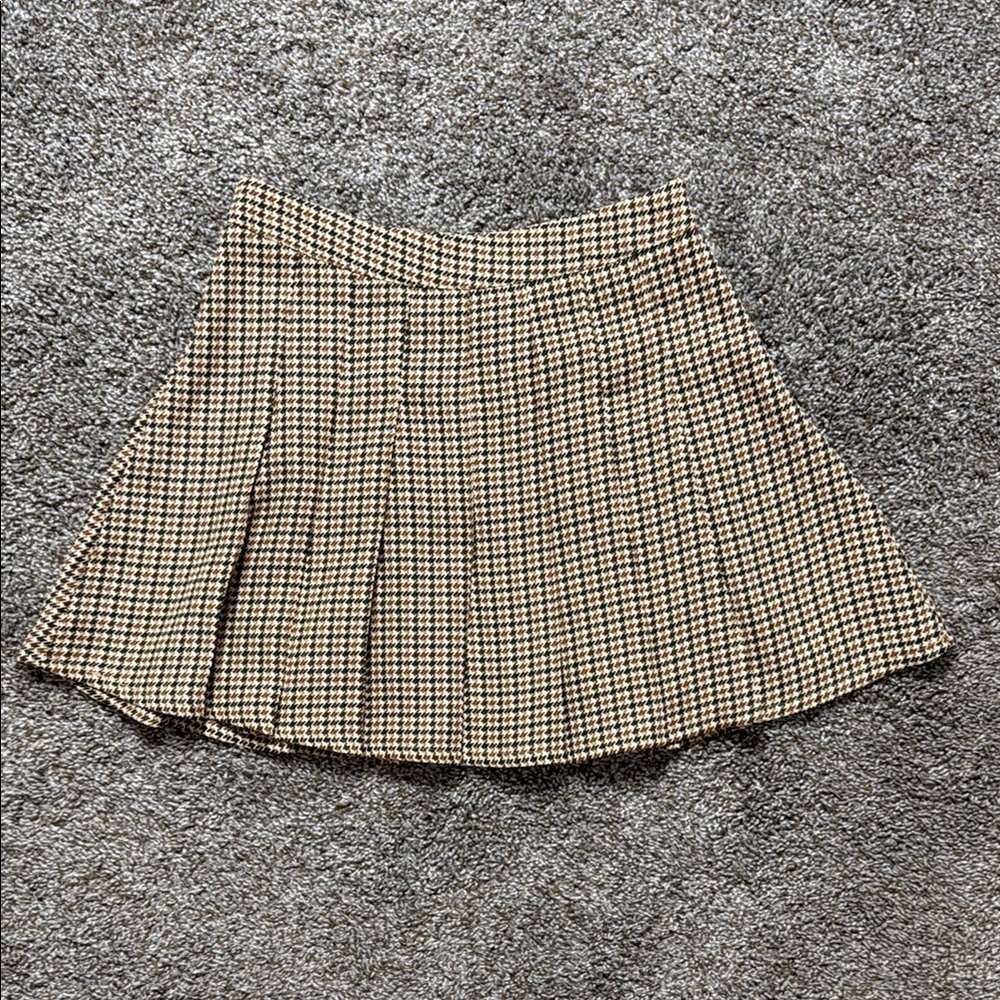 Cider Tan Skater Mini Skirt with Pleats